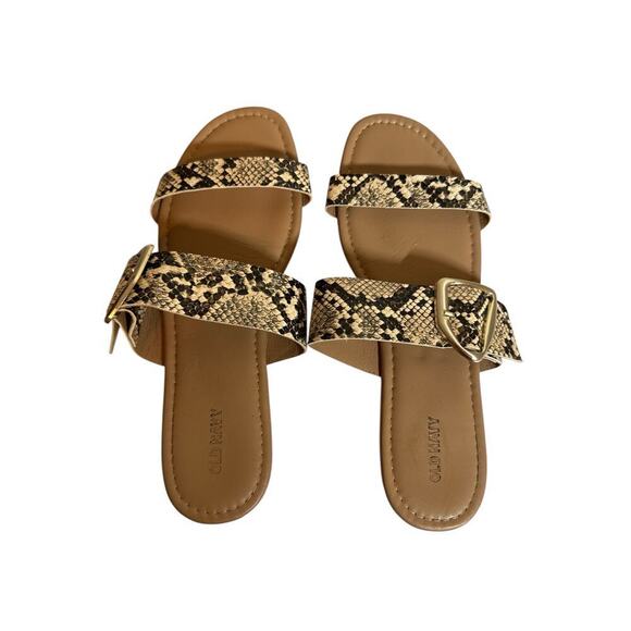 Old Navy Women's Faux-Leather Double-Strap Metal-Hardware Sandals Size 9.5 Snake - Picture 3 of 6